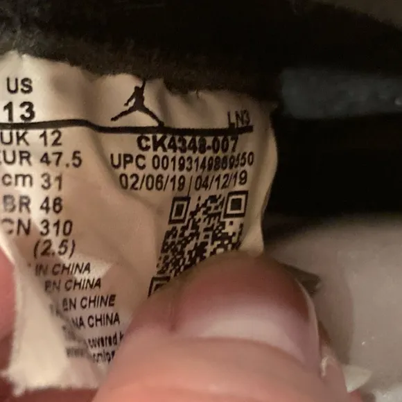 Jordan 3 Retro Tinker Black Cement 2019 CK4348007 Size-13