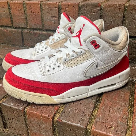 Jordan 3 TH SP Nike Tinker Hatfield Retro University Red White Mens 10.5