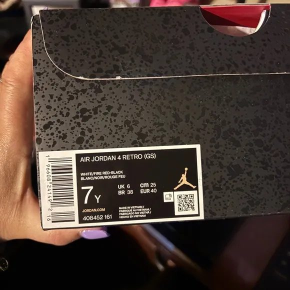 Jordan 4 Retro GS in White, Red, and Black