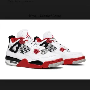 Jordan 4 Retro GS in White, Red, and Black