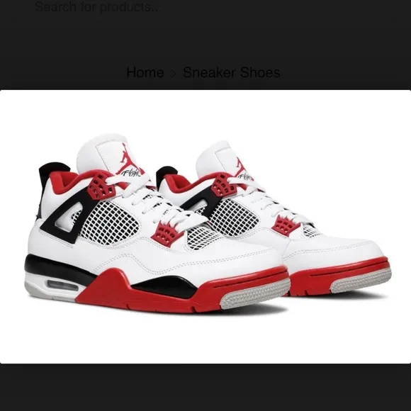 Jordan 4 Retro GS in White, Red, and Black