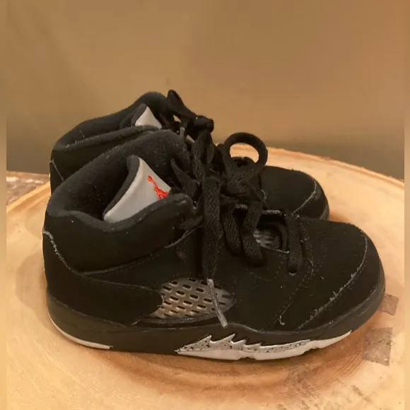 Jordan 5 Retro Toddler's Shoe Sz 8C Black/Silver Sneaker 440890 003 Little Kids