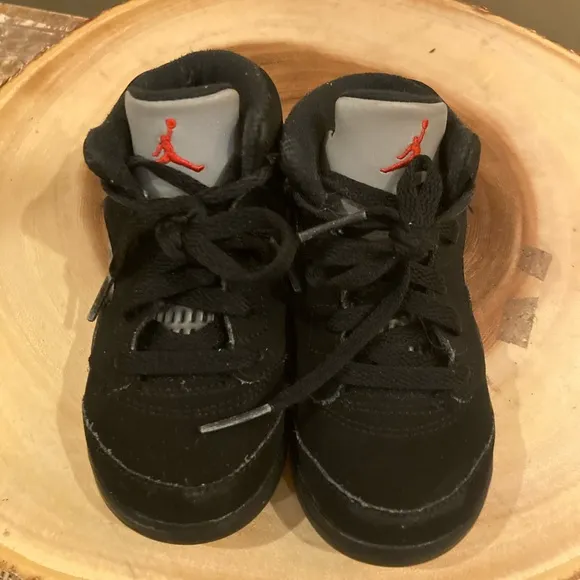 Jordan 5 Retro Toddler's Shoe Sz 8C Black/Silver Sneaker 440890 003 Little Kids