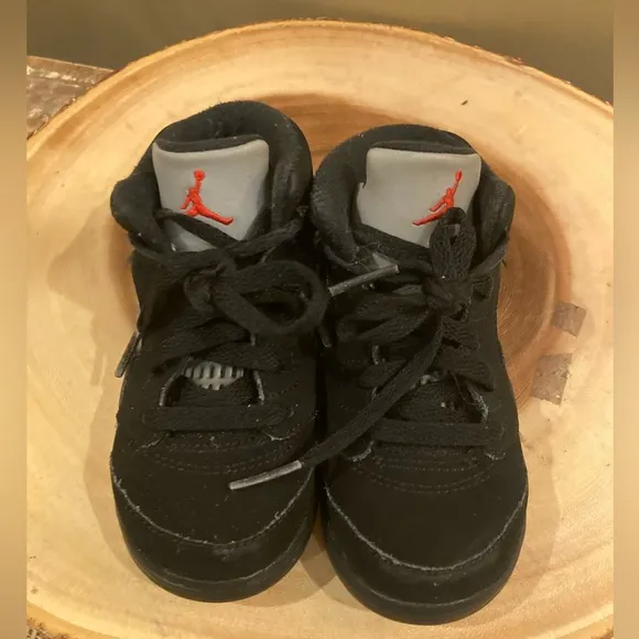Jordan 5 Retro Toddler's Shoe Sz 8C Black/Silver Sneaker 440890 003 Little Kids