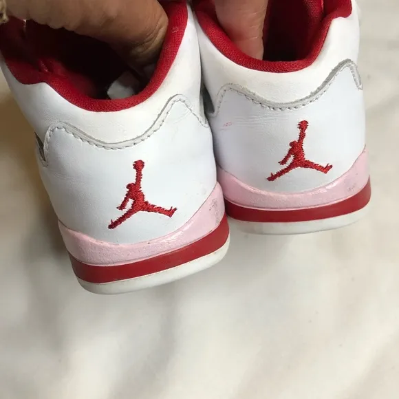 Jordan 5 retro white pink red sneakers