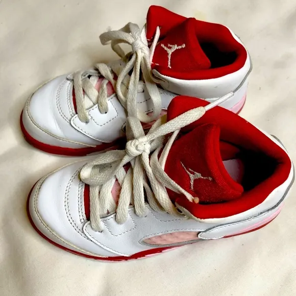 Jordan 5 retro white pink red sneakers