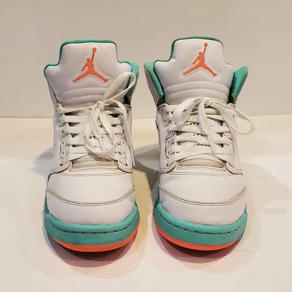 Jordan 5y 440892-100 youth 5 sneakers Miami dolphin color great retro