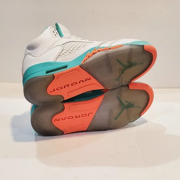 Jordan 5y 440892-100 youth 5 sneakers Miami dolphin color great retro