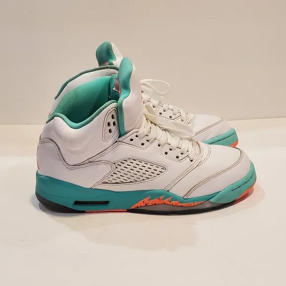 Jordan 5y 440892-100 youth 5 sneakers Miami dolphin color great retro
