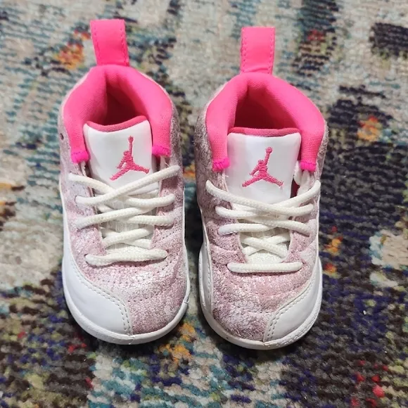Jordan Retro 12 Toddler 4c Pink and White Sneakers