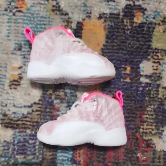 Jordan Retro 12 Toddler 4c Pink and White Sneakers