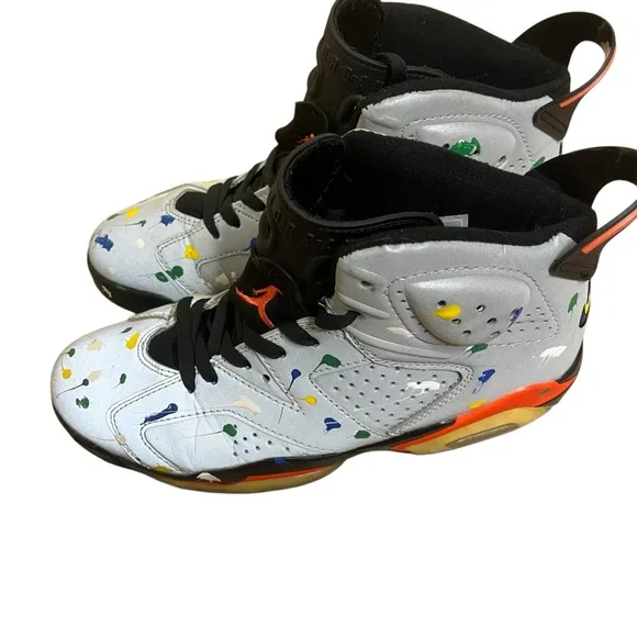 Jordan Retro 6 Paint Splatter Sneakers Sz 8.5