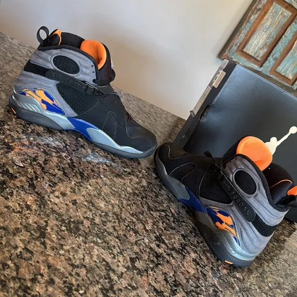 Jordan Retro 8 Phoenix suns Black and Blue Sneakers EUC 10.5