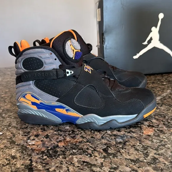 Jordan Retro 8 Phoenix suns Black and Blue Sneakers EUC 10.5