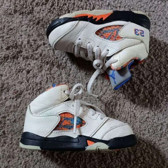 Jordan Retro 5 International Flight Sail Orange Toddler Sz 6C 440890-148 Sneaker