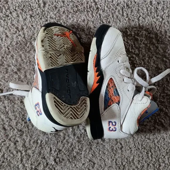 Jordan Retro 5 International Flight Sail Orange Toddler Sz 6C 440890-148 Sneaker