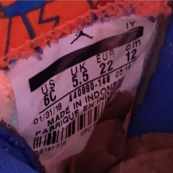 Jordan Retro 5 International Flight Sail Orange Toddler Sz 6C 440890-148 Sneaker