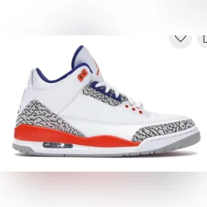 JORDANS (Nike) knicks Jordan 3 retro White and Blue Sneakers with Orange Accents