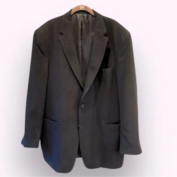 📕Jos. A Bank Tailored Fit camel hair sports coat blazer black 48L