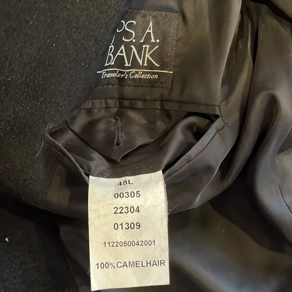 📕Jos. A Bank Tailored Fit camel hair sports coat blazer black 48L