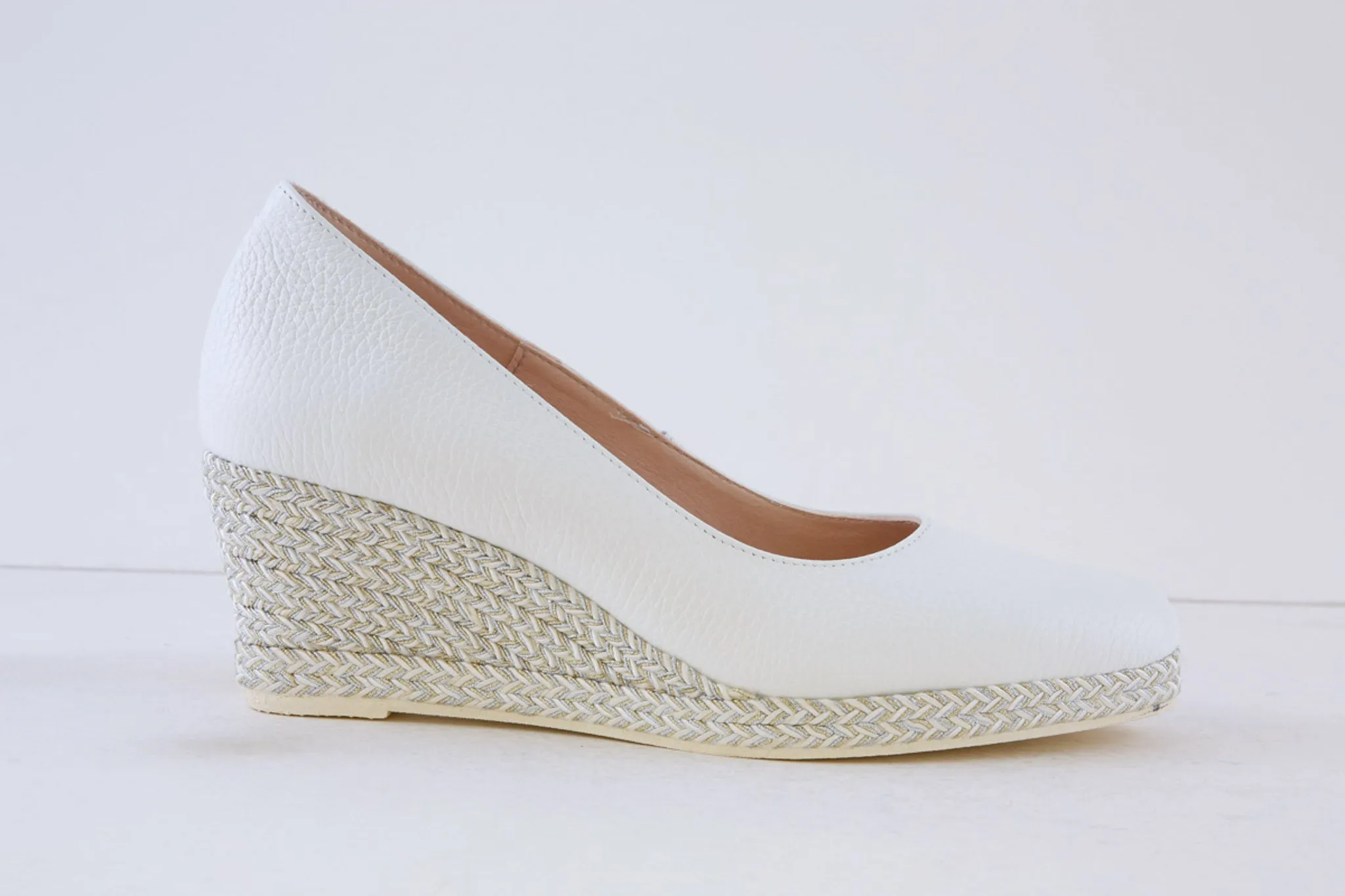 JOSE SAENZ - 6019-BG HIGH WEDGE ESPADRILL SHOE - WHITE