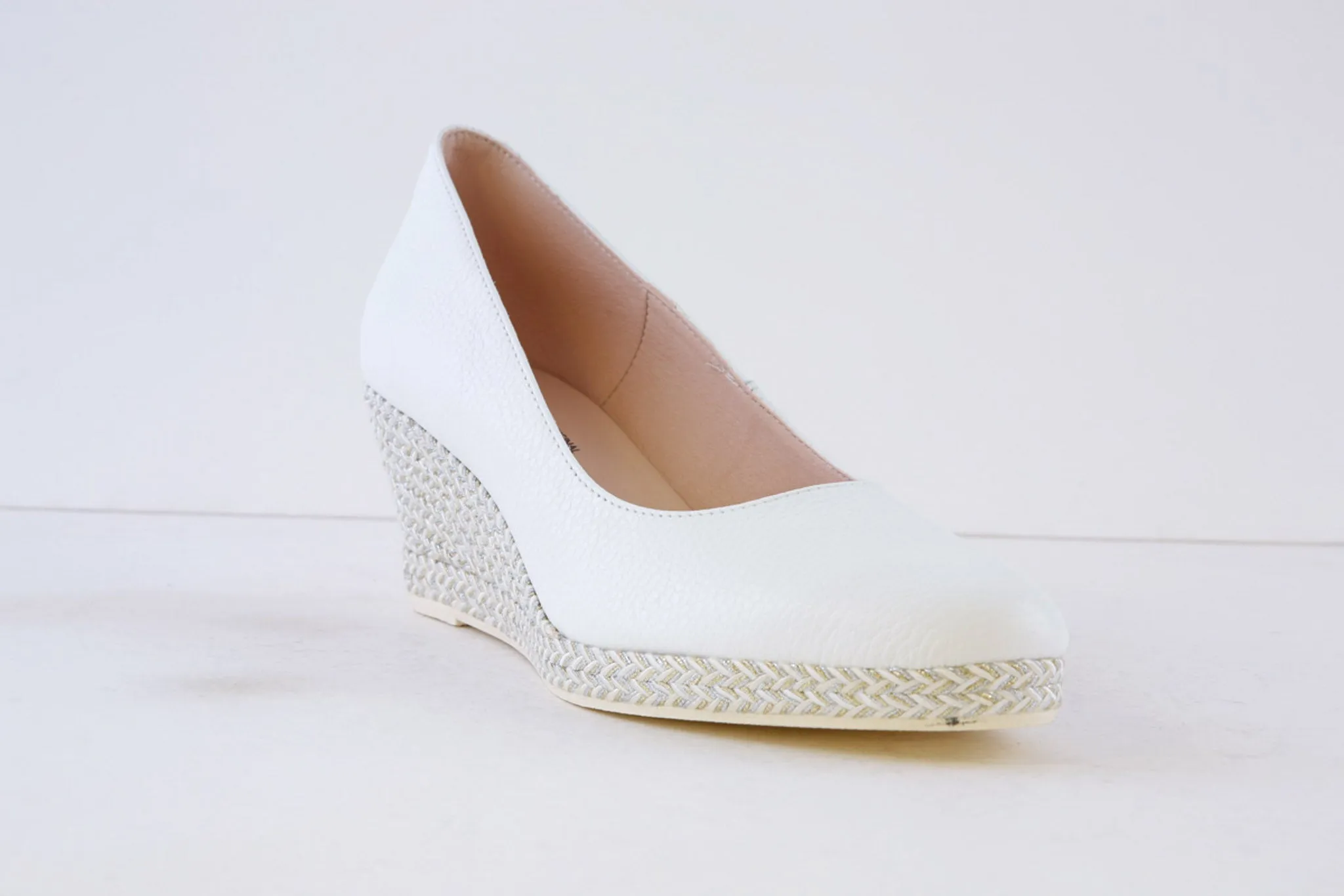JOSE SAENZ - 6019-BG HIGH WEDGE ESPADRILL SHOE - WHITE