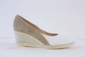 JOSE SAENZ - 6029-BG-A HIGH WEDGE ESPADRILL SHOE - WHITE/SAND