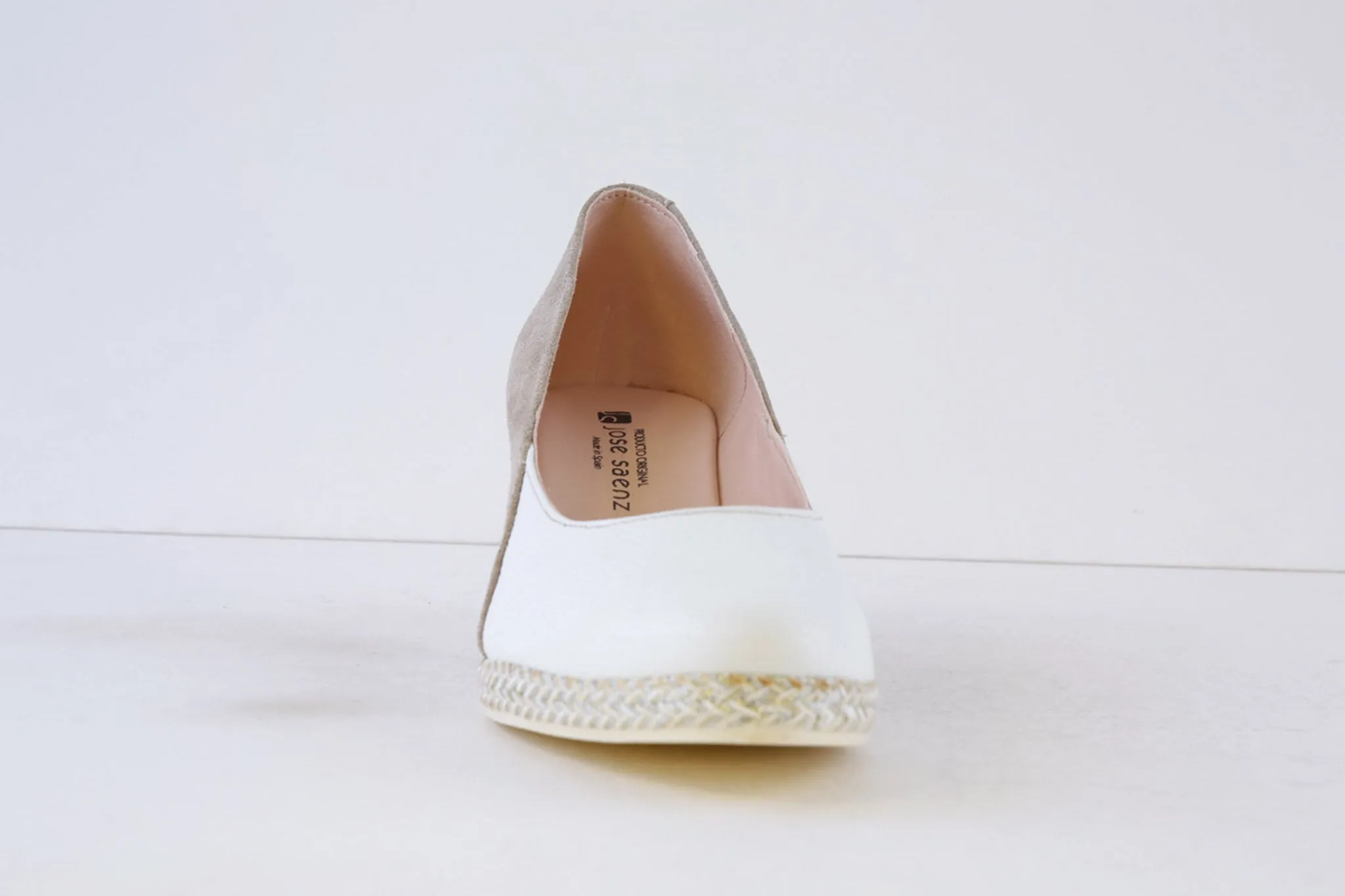 JOSE SAENZ - 6029-BG-A HIGH WEDGE ESPADRILL SHOE - WHITE/SAND