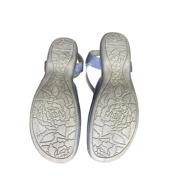 Josef Seibel Fiona 13 Light Blue Grey Leather Flats Cross-Strap &amp; Slingback 37/6