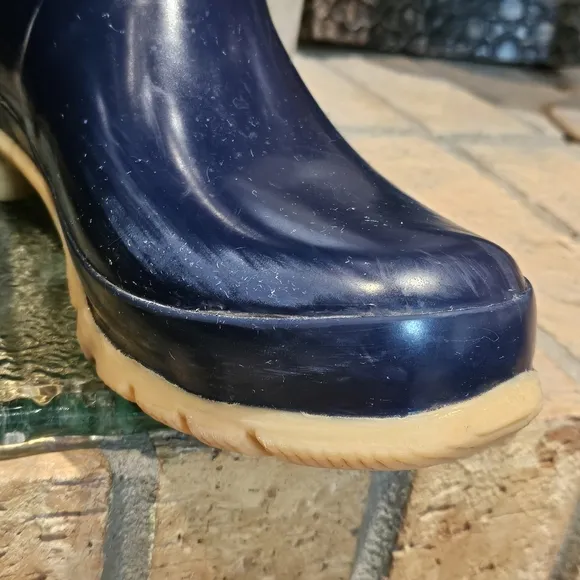 Joules Rain Boots I &quot;W Evedon' Navy Boot &amp;Red Ribbon Wellies Rubbers Sz 10