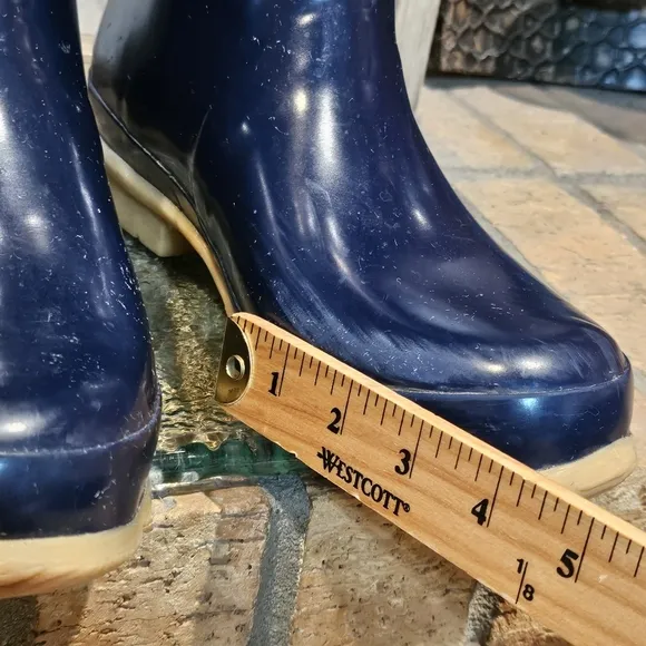 Joules Rain Boots I &quot;W Evedon' Navy Boot &amp;Red Ribbon Wellies Rubbers Sz 10