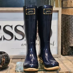 Joules Rain Boots I &quot;W Evedon' Navy Boot &amp;Red Ribbon Wellies Rubbers Sz 10