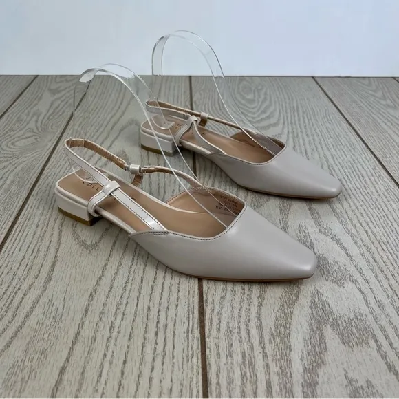 Journee Collection Paislee Women's Square Toe Slingback Flats 6.5 Beige $85