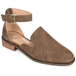 Journee Collection Womens Loreta Buckle Square Toe Loafer Flats Brown 8.5
