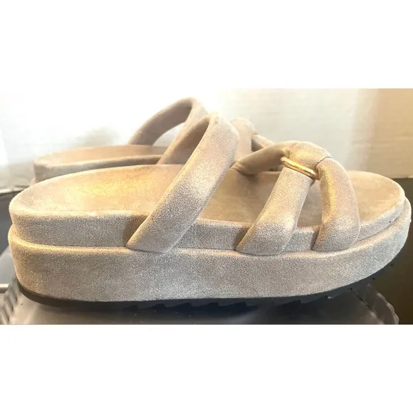 J/Slides Elegant Women's Sandals in Gold Leather Slip On Suze 9
