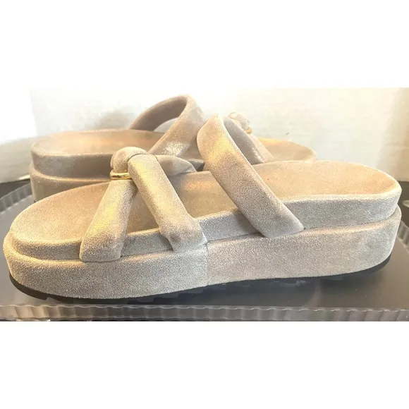 J/Slides Elegant Women's Sandals in Gold Leather Slip On Suze 9