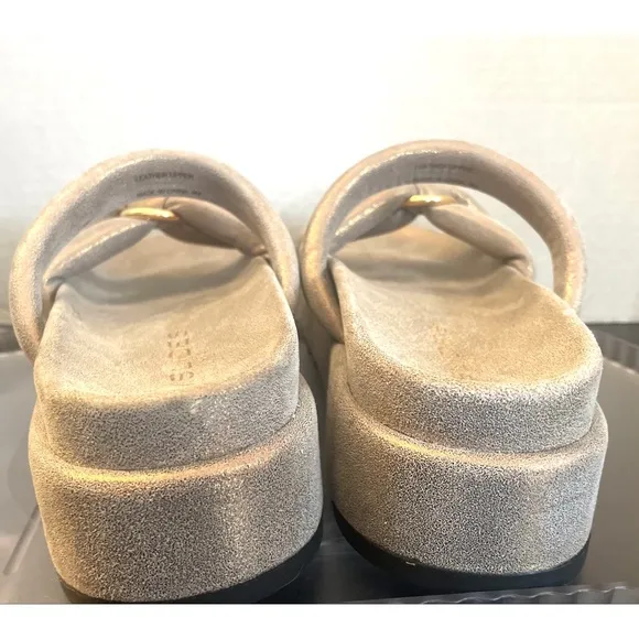 J/Slides Elegant Women's Sandals in Gold Leather Slip On Suze 9