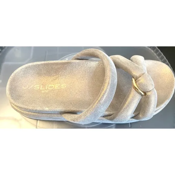 J/Slides Elegant Women's Sandals in Gold Leather Slip On Suze 9