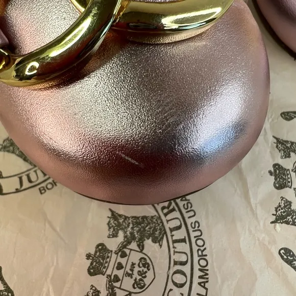 Juicy Couture Girls Pink Metallic w/Gold Ring Detail Ballet Flats Size 3