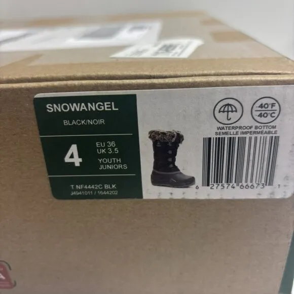 Kamik Big Kids’ Snow Angel Black Winter Boots, Girls’ Size 4 M