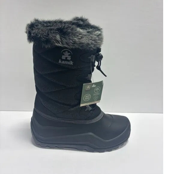 Kamik Big Kids’ Snow Angel Black Winter Boots, Girls’ Size 4 M