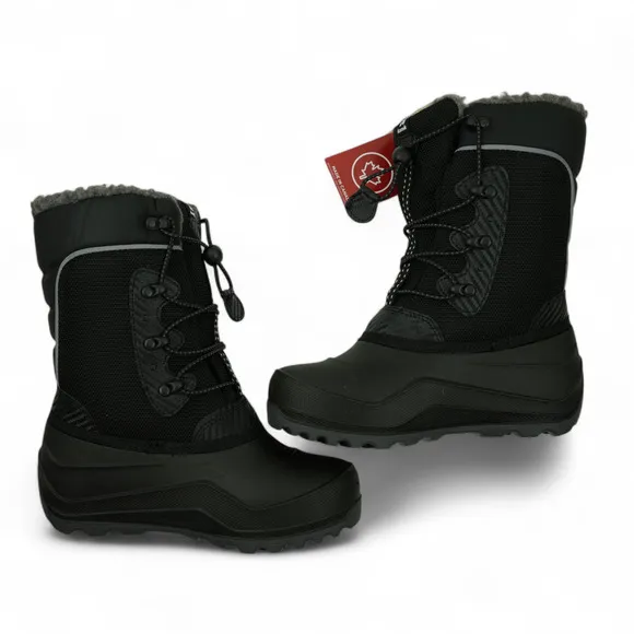 Kamik Snow Boots Boys Size 3 Black Luke 4 Waterproof -40F Faux Fur Lining