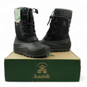 Kamik Snow Boots Boys Size 3 Black Luke 4 Waterproof -40F Faux Fur Lining
