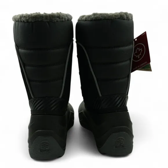Kamik Snow Boots Boys Size 3 Black Luke 4 Waterproof -40F Faux Fur Lining