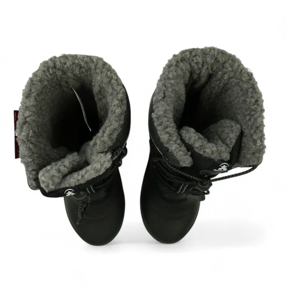 Kamik Snow Boots Boys Size 3 Black Luke 4 Waterproof -40F Faux Fur Lining