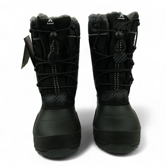 Kamik Snow Boots Boys Size 3 Black Luke 4 Waterproof -40F Faux Fur Lining
