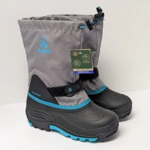 Kamik Waterbug Waterproof Winter Boots, Grey, Big Kids 6 Wide