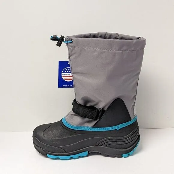 Kamik Waterbug Waterproof Winter Boots, Grey, Big Kids 6 Wide