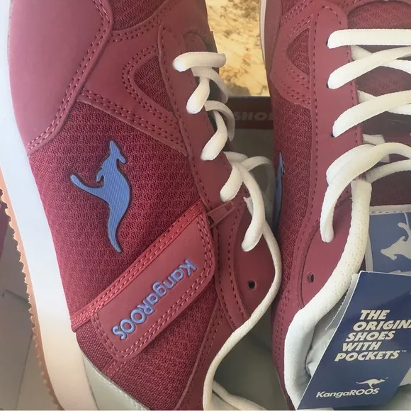 kangaROOS Maroon/Red and White Sneakers with Suede Accents