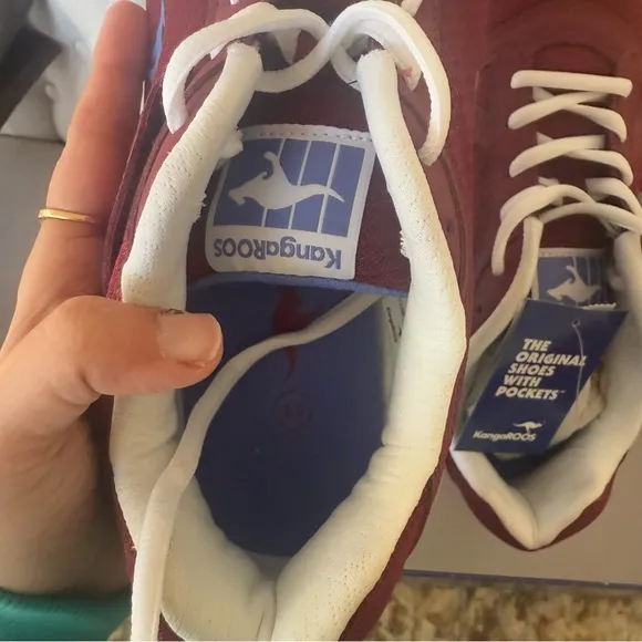 kangaROOS Maroon/Red and White Sneakers with Suede Accents